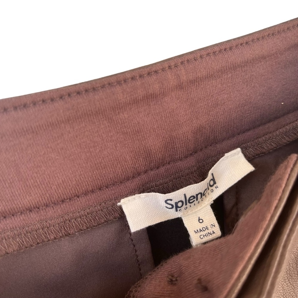 Splendid Brown Vegan Leather High-Waisted‎ Pleated Shorts - Picture 5 of 7